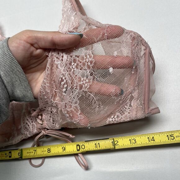 Victoria's Secret Pink Sheer Lace Plunge Bra Women’s 38C - Picture 6 of 11